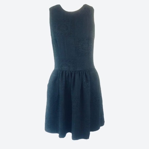 Zara Woman Drop Waist Dress Womens Size XS Black Floral Knit Sleeveless - Picture 9 of 12